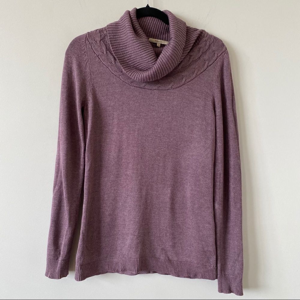 Rw&Co Cowl Ribbed Neck Knit Sweater-Small